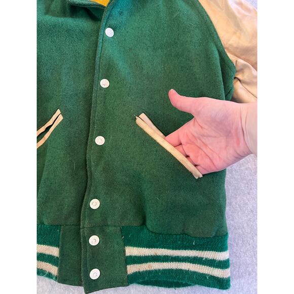 Award Jacket by Kaye Bros Varsity Jacket Men's Medium Green Wool Vintage Read - Picture 2 of 11